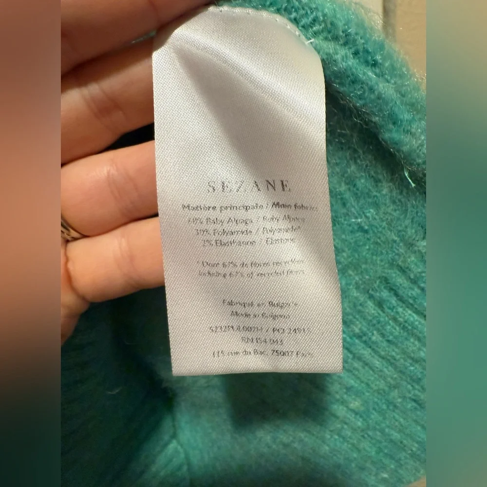 Sezane Otto Jumper Baby Alpaca Blend Green , size M - Picture 3 of 10